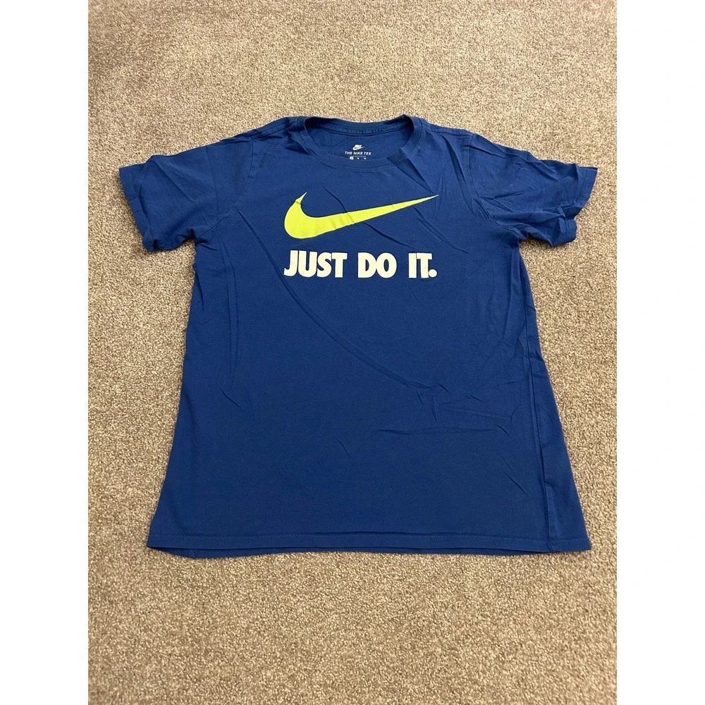 Nike T-Shirt Youth XL Blue Just Do It Swoosh Logo Athletic Cut Short Sleeve Tee